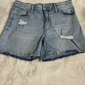 Blue Distressed Denim Shorts